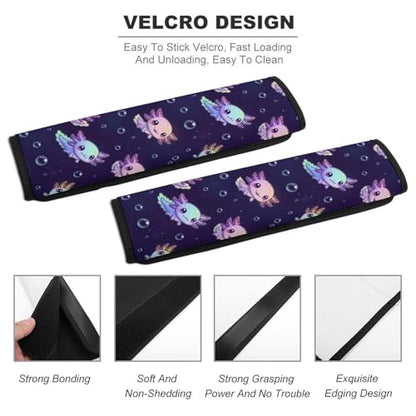 Universal Soft and Comfortable Axolotl Purple Seat Belt Shoulder Pad for Kids, Most Cars, 1 Pair Seat Belt Covers Cushion Anti-Slip Pad - color: Pattern 541