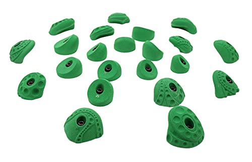 Atomik Climbing Holds 22 Pack Tennis Shoe Friendly Bolt-on in Bright Tone Green