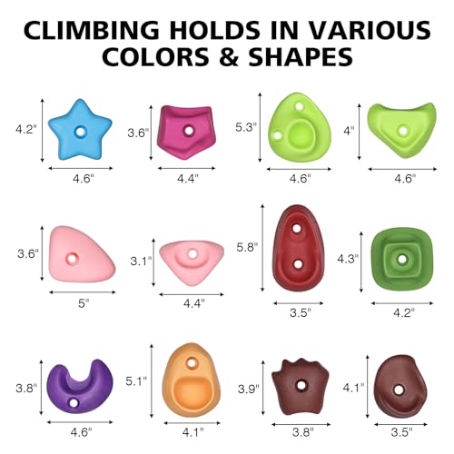 36PCS Rock Climbing Holds for Kids, Rock Wall Climbing Holds with Hardware - Climbing Rocks for Indoor Outdoor Playground Climbing Wall