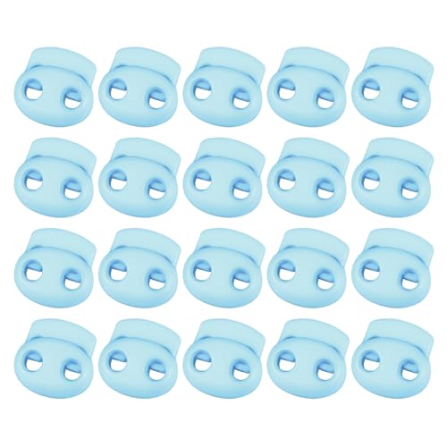 uxcell Plastic Spring Cord Locks, 20Pcs Shoe Lace Tie Lock, Double-Hole Slider Toggles Clip End Stopper Fastener for Drawstrings Paracord (Lake Blue) - color: Lake Blue