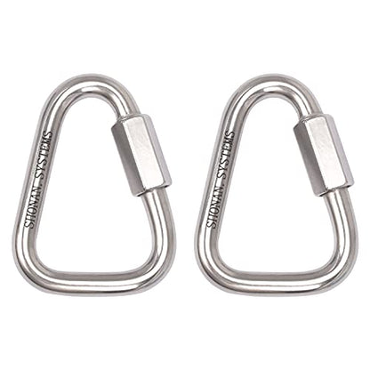 SHONAN 2.9 Inch Delta Quick Link Large Stainless Steel Triangle Quick Links Heavy Duty Triangle Carabiners Marine Grade, 2 Pack, 1535 Lbs Capacity - size: 2.9 Inch, 2 Pack(Marine Grade)