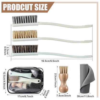 Havawish 7 Pcs Shoe Cleaning Brush Kit Bowling Shoe Brush Polish Brushes Suede Cleaner Brush Boot Shoe Covers Microfiber Shoe Cloth with Carrying Bag Bowling Accessories for Shoe