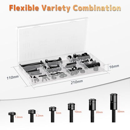 Universal TV Mounting Hardware Screw Kit, M4-M8 Screws for VESA Mounts | Black Screws, Complete set includes bolts, washers and spacers, Fits Most TVs/Monitors up to 80 inches,Organized Storage Case