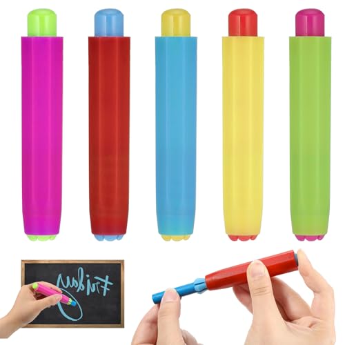 10PCS Chalk Holders,Adjustable Sidewalk Chalk Holder,Plastic Chalks Holder Stick, for Teachers, Offices, and Drawing Boards, Protecting Hands, 5 Colors