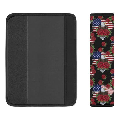 Universal Soft and Comfortable Seat Belt Shoulder Pad for Adult Use, Most Cars, 1 Pair Eagle American Flag Rose Harness Pads Strap Anti-Slip Pad - color: Pattern 1168