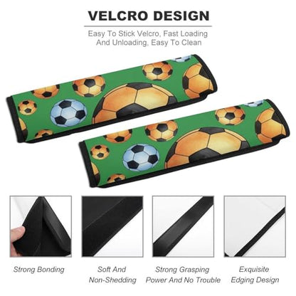 Universal Soft and Comfortable Seat Belt Shoulder Pad for Adult Use, Most Cars, 1 Pair Watercolor Print Green Field Soccer Harness Pads Strap Anti-Slip Pad - color: Pattern 277