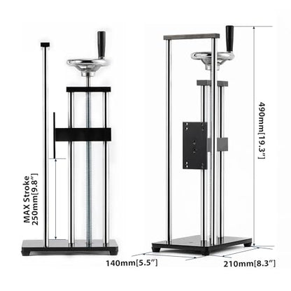 Manual Force Test Stand Hand Wheel Operated 250mm Stroke | For ZMF Force Gauge 2 Pcs Testing Clamps Heavy Duty Base Tension Compression Stability Precise Manual Control