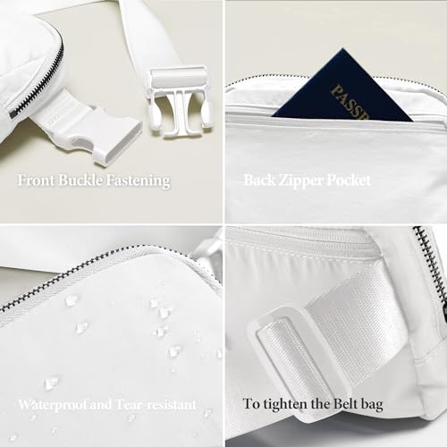 YOSHUYUKI Fanny Pack Crossbody Bag Trendy Waterproof Small Sling Cross Body Purse for Women Men Fashion Waist Packs Mini Belt Pouch Chest Bum Hip Bag Lulu Dupes for Travel Vacation Running Frost - color: Frost