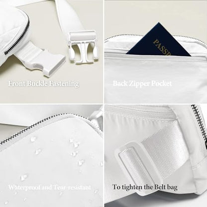 YOSHUYUKI Fanny Pack Crossbody Bag Trendy Waterproof Small Sling Cross Body Purse for Women Men Fashion Waist Packs Mini Belt Pouch Chest Bum Hip Bag Lulu Dupes for Travel Vacation Running Frost - color: Frost