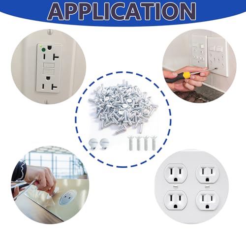 50 pcs 9/16" Wall Plate Screws, White Outlet Screws 6-32 Thread Light Electrical Cover Panel Switch Plate Screws(White） - color: White, size: 9/16"
