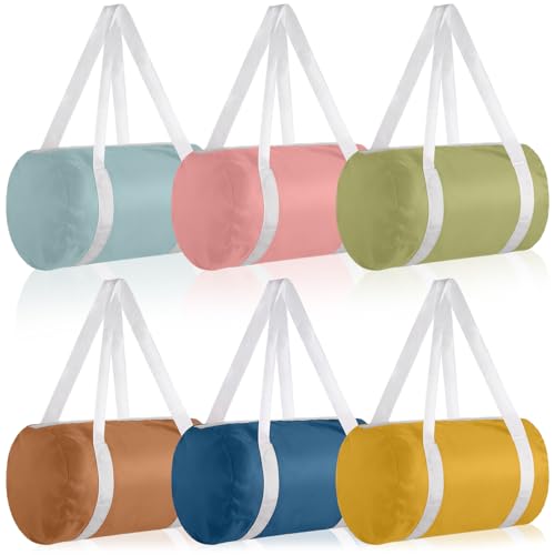 Sweetude 6 Pack Mini Duffle Bags for Kids Party Favors Colorful Goodie Bags Bulk with Handles Reusable Favor Supplies for Birthday Classroom Rewards Back to School Gifts Events 10×8 in(Boho Color) - color: Boho Color
