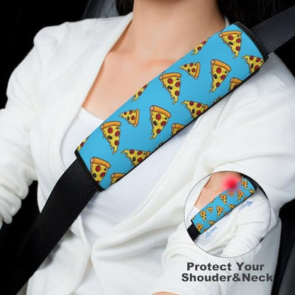 2 Pack Universal Fit Car Seat Belt Pad for Adult Use, All Vehicles, Pizza Blue Seat Belt Covers Cushion, Anti-Slip Pad - color: Pattern 557