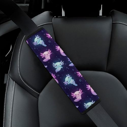 2PCS Universal Fit Car Seat Belt Pad for Kids, Most Cars, Cute Axolotl Purple Seat Belt Cushion, Shock Absorption - color: Pattern 1039