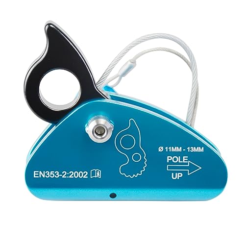 Detachable Climbing Ascender 15kN Rope Grab Ascender, Flip Line Adjuster, Fall Protection Belay Device for Rock Climbing,Tree Arborist/Fit for 11~13 MM Rope - color: Blue-detachable