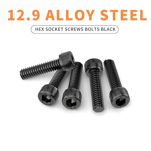 M6 x 10mm 12mm 16mm 20mm 25mm Hex Socket Head Cap Screws Bolts, 12.9 Grade Alloy Steel, Black Oxide Finish, Fully Threaded, Metric Allen Hex Drive, Assortment Kit 50Pcs - size: Hex Socket Head M6x10, 12, 16, 20, 25mm(50pcs)