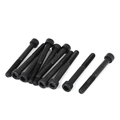 uxcell M6x55mm 12.9 Alloy Steel Hex Socket Screws Partially Threaded Bolt Black 10Pcs - size: M6x55mm