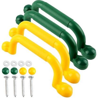 4 Pack Kids Playground Safety Handles Plastic Swingset Handle Grab Handles Swing Set Accessories for Child Treehouse Playset Climbing Frame, 2 Colors (Color Set 1)