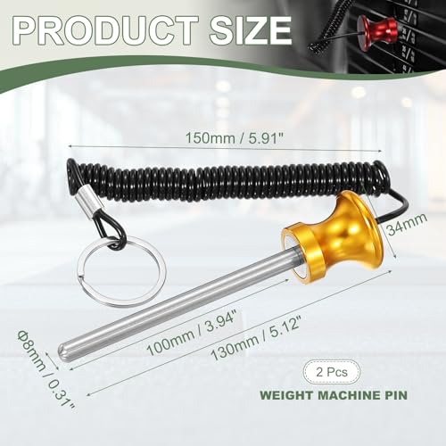 Weight Stack Pin, Weight Gym Pin Strength Training Equipment Replacement with Pull Rope for Commercial Home - color: Gold, size: 0.3 x 3.9 Inch
