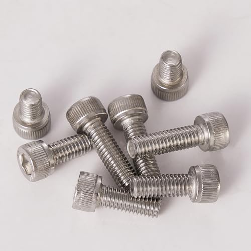 M6-1.0 Socket Head Cap Screws - 8/10/12/16/20mm Length Kit, 304 Stainless Steel (A2-70), Allen Drive,Bright Finish, Fully Threaded, 50-Piece Set - size: M6-8-20mm（50pcs）