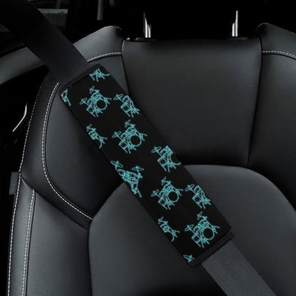2 Pack Drum Kit Abstract Musical Instruments Music Blue Green Car Seat Belt Pad Soft Padded Automotive Seat Belt Protector for Child, Stroller Pushchair High Chair, Shock Absorption - color: Pattern 1150