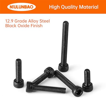 M3 x 8mm 12mm 16mm 20mm 25mm Hex Socket Head Cap Screws Bolts, 12.9 Grade Alloy Steel, Black Oxide Finish, Metric Allen Hex Drive, Machine Fully Threaded, Assortment Kit 125PCS - size: M3 x 8/12/16/20/25mm (125PCS)