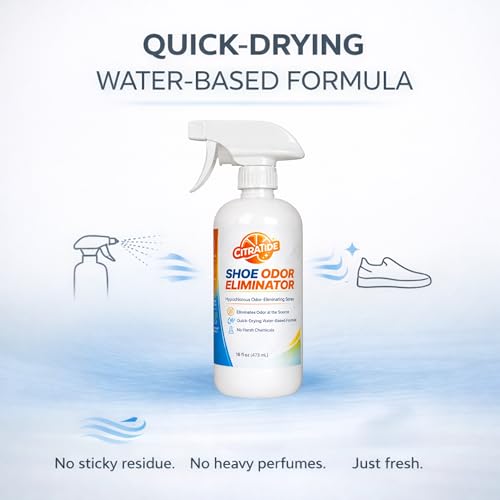 Shoe Odor Eliminator Spray – Water-Based Deodorizer & Sneaker Refresher – Neutralizes Odors in Gym Shoes, Boots, Cleats & Work Shoes – Fresh Athletic Formula – 16 oz