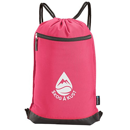 Skog Å Kust GymSak | Patented 2-in-1 Drawstring Cinch Bag with Removable Waterproof Dry Bag | Pink - color: Pink