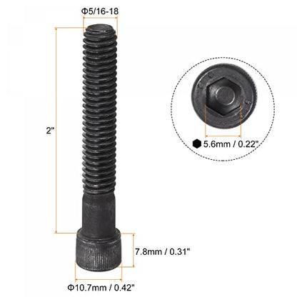 uxcell 5/16-18x2" Hex Socket Head Cap Screw Bolts 12.9 Grade Alloy Steel 5pcs - size: 2 Inch