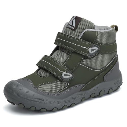 Mishansha Kids Water Resistant Hiking Boots, Boys Girls Anti Collision Anti-Skid Athletic Outdoor Adventure Trekking Shoes - color: Army Green/Gray, size: 7.5 Toddler