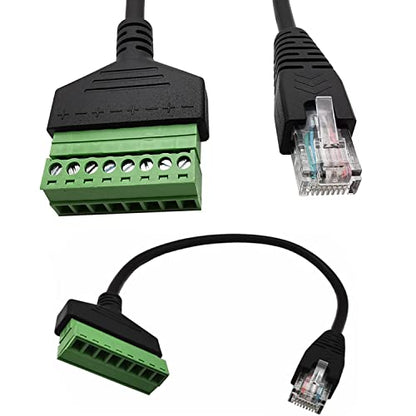 4Pcs 1ft RJ45 Male to 8Pin Screw Terminal Adapter Extender Cable | 8 Pin Screw Terminal Design, 1 Foot Extender Cord, Compatible Cat5/5e/6 Cable, Solderless Design, CCTV DVR Network Connection - size: RJ45 Male Connector (4PCS)