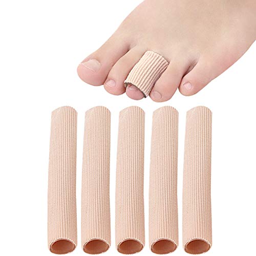 5 Pieces Toe Cushion Fabric Toe Tubes Finger Sleeves Protector with Fabric and Gel Cushion for Corns, Blisters, Calluses, Hammer Toes and Fingers Protectors (M Size) - color: M Size