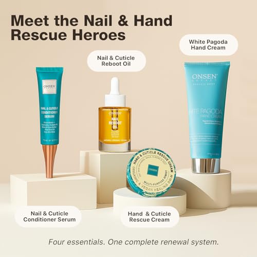 Onsen Hand & Cuticle Rescue Cream | Organic Nail Strengthener & Balm | Dry, Cracked Hands, Elbows & Feet | Shea Butter, Tsubaki & Jojoba Oil | Nail Repair & Growth, Vegan – 1 Pack (1.10 oz) - size: 0.88 Ounce (Pack of 1)