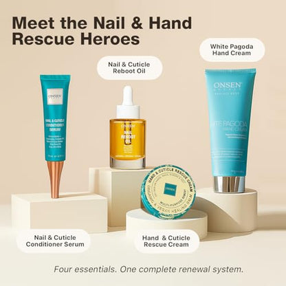 Onsen Hand & Cuticle Rescue Cream | Organic Nail Strengthener & Balm | Dry, Cracked Hands, Elbows & Feet | Shea Butter, Tsubaki & Jojoba Oil | Nail Repair & Growth, Vegan – 1 Pack (1.10 oz) - size: 0.88 Ounce (Pack of 1)