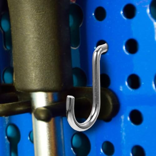 jojofuny 24pcs Heavy Duty Metal J Hooks Pegboard Hooks Small Hanging Pegboard Accessories for Garage Workshop Wall Hanging Board Organizer