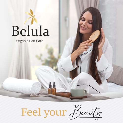100% Boar Bristle Hair Brush for Women Set by Belula (L Size). Soft Natural Bristles for Thin and Fine Hair. Wooden Comb, Travel Bag and Spa Headband Included! - size: Large