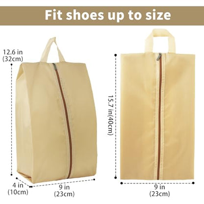 6pcs Portable Shoe Organizer, Travel Pouches with Zipper, Golf Shoe Bags, Clothes Bags, Soccer Cleats Bag Shoe Pouch for Gym, Waterproof, Odor-Resistant (Khaki) | Golf Shoe Bags, Clothes Bags, Soccer Cleats Bag Shoe Pouch for Gym, Waterproof, Odor-Resista