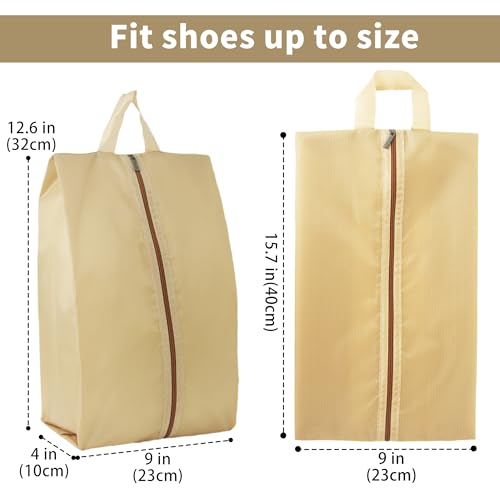 6pcs Portable Shoe Organizer, Travel Pouches with Zipper, Golf Shoe Bags, Clothes Bags, Soccer Cleats Bag Shoe Pouch for Gym, Waterproof, Odor-Resistant (Khaki) | Golf Shoe Bags, Clothes Bags, Soccer Cleats Bag Shoe Pouch for Gym, Waterproof, Odor-Resista