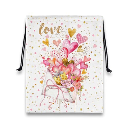 Heart Present Gymnastics Grip Bag Waterproof Storage Pouch String Bag for Gym - color: Pink Love Dot
