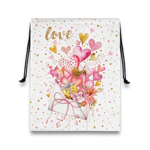 Heart Present Gymnastics Grip Bag Waterproof Storage Pouch String Bag for Gym - color: Pink Love Dot