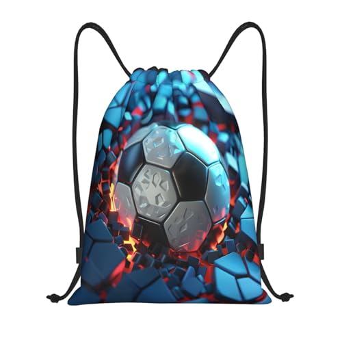 Drawstring Sports Backpacks - Lightweight Swim Gym Bags for Women Men String Sackpack for Beach Travel Yoga(Small, 3d Soccer Ball) - color: 3d Soccer Ball, size: Small
