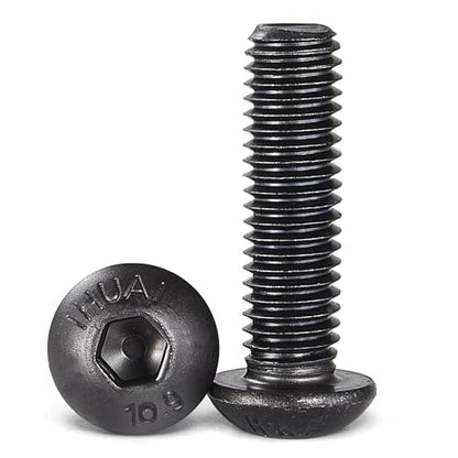 M3-0.5 x 40mm Button Head Socket Cap Bolts Screws, 10.9 Grade Alloy Steel, Black Oxide Finish, Machine Thread, Allen Socket Drive, Quantity 50