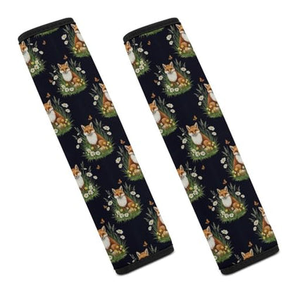 Universal Fit Cute Fox Flowers Car Seat Belt Pad for Elderly Support, Stroller Pushchair High Chair, 1 Pair Shoulder Harness Cover Neck and Shoulder Support - color: Pattern 943