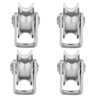 Stainless Steel U Groove Wheel Heavy Duty Pulley Smooth Rolling Door Wheels Sliding Gate Hardware High Weight Capacity Rollers Rolling Driveway Gate Bracket Rollers for Carts Furniture Machinery - size: 4pc 3inU
