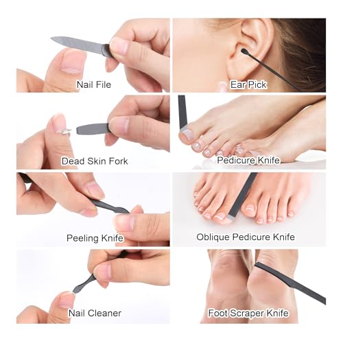 Manicure Set-Stainless Steel Nail Care Set-Professional Ingrown Toenail Clipper Grooming Tool-Pedicure Kit & Toe Nail Cutter-Thick Nail Scissors Toiletries with Cuticle Trimmer - color: Black&Red