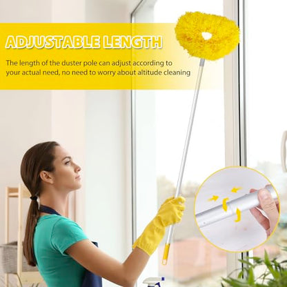 FONUNO Ceiling Fan Cleaner Duster High Ceiling Extended Fan Blade Cleaner | Reusable Microfiber Ceiling Fan Duster with Extension Handle from 13 to 50 Inch for Furniture Bookshelves Wall Door, Yellow - color: Yellow