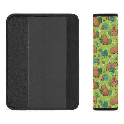 1 Pair Cute Capybaras Green Seat Belt Shoulder Pad Soft Padded Seat Belt Cushion for Adult Use, Stroller Pushchair High Chair, Pressure Relief - color: Pattern 99