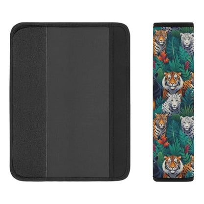 2 Piece Jungle Animals Lion Tiger Leopard Print Car Seat Belt Pad Breathable Seat Belt Cushion for Child, Stroller Pushchair High Chair, Easy Install (No Tool) - color: Pattern 111