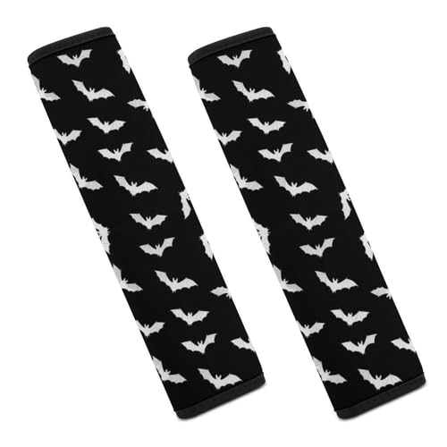 2 Pack Soft Padded Seat Belt Cover for Girls and Boys, All Vehicles, Gothic Bat Black Harness Pads Strap, Anti-Slip Pad - color: Pattern 230