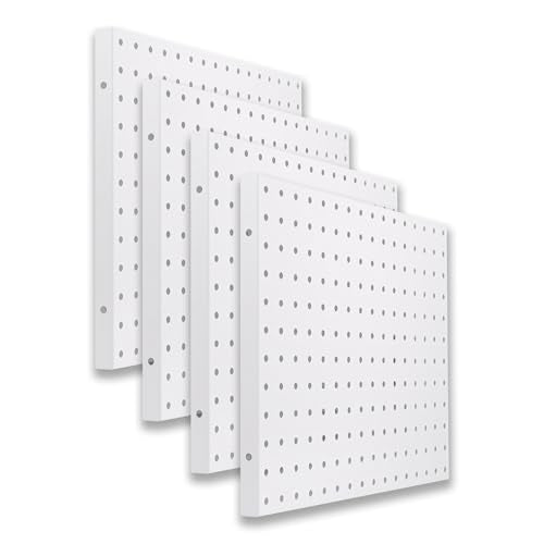 4PCS Pegboard Panels, 12x16 Inch Stainless Steel Pegboard Wall Organizer for More Storage Space - color: White, size: 12x16inch