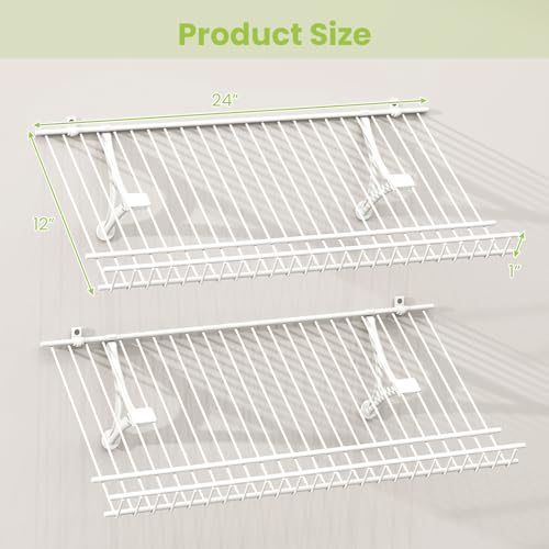 Tangkula 2 Pack Wall Mounted Shoe Rack, Sloping Shoe Organizer with Heightened Edge & Strong Brackets, Hanging Shoe Shelves for Entrance, Hallway, Bedroom, Space Saving